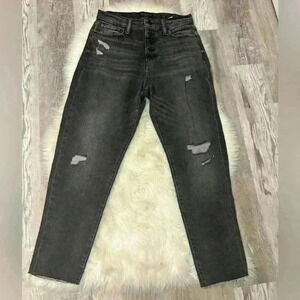 Lucky brand high rise mom jean drew gray black distressed jean 29/8